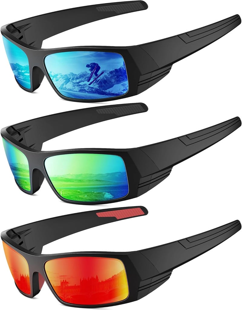 QALLY Store Sports Sunglasses-Men Polarized Mens-Sunglasses: Wrap Around Sun Glasses for Cycling Fishing with UV400 Protection - Image 1